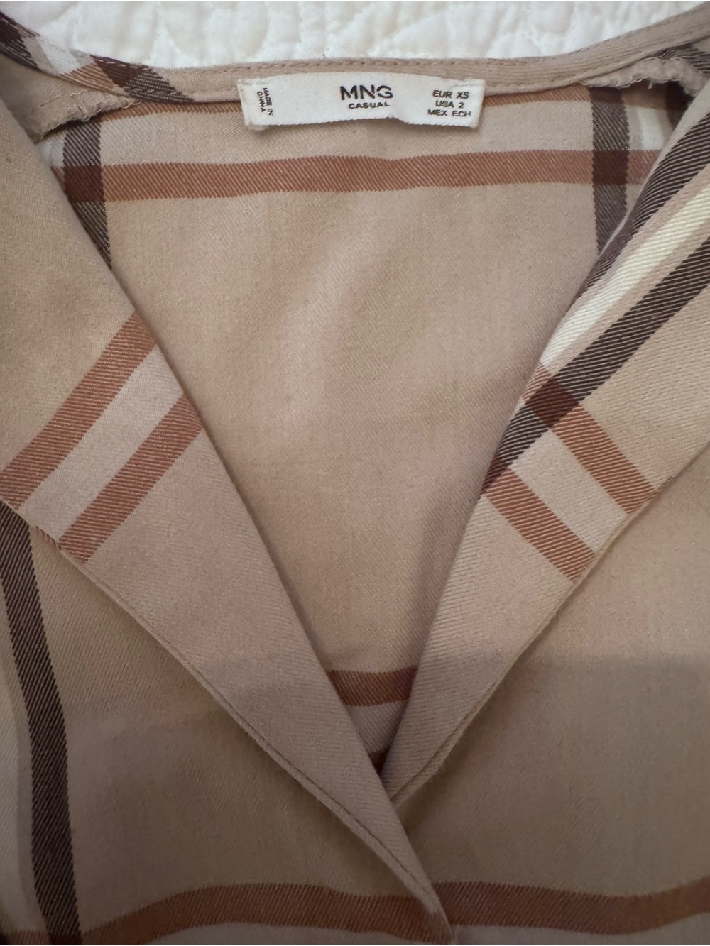 Women's Beige Mango Plaid midi dress size 2